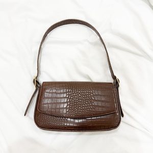 Princess Polly Brown Croc Shoulder Bag